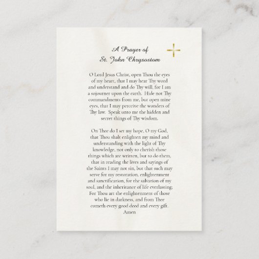 Gebed van Johannes Chrysostomus Gebed Kaart Plaatskaartje (Achterkant)