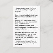 Gebed van mensen die alleen wonen kaart visitekaartje (Achterkant)