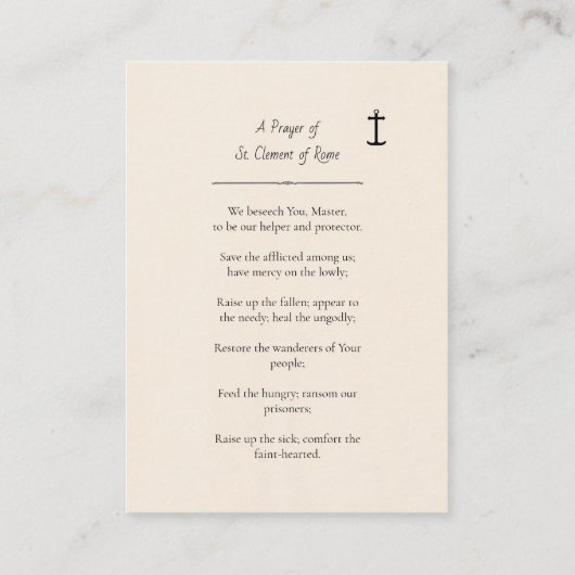 Gebed van St. Clemens van Rome Gebed Kaart Plaatskaartje (Achterkant)
