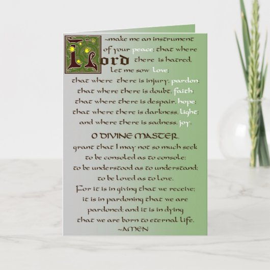 Gebed van St. Francis Catholic Card Kaart (Voorkant)