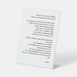Gebed van Vrede door St. Franciscus van Assisi Reclamebord Met Voetstuk