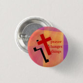 Gebed verandert dingen kruis op glas-in-lood ronde button 3,2 cm (Voorkant /achterkant)