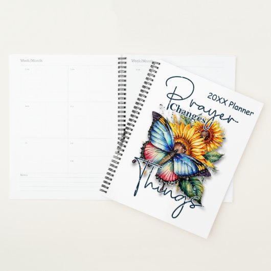 Gebed verandert dingen, vlinder en zonnebloem planner (Display)