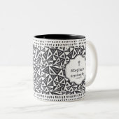 Gebed verandert dingen zwart Abstract Tweekleurige Koffiemok (Voorkant rechts)