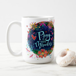 Gebed veroorzaakt wonderen Blauw Bloemen Irelyn Koffiemok