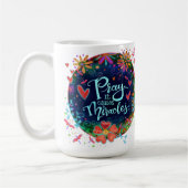 Gebed veroorzaakt wonderen Blauw  Bloemen Irelyn Koffiemok (Links)