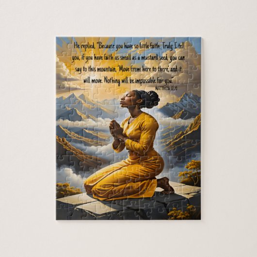 Gebed verplaatst bergen geloofspuzzel legpuzzel (Verticaal)