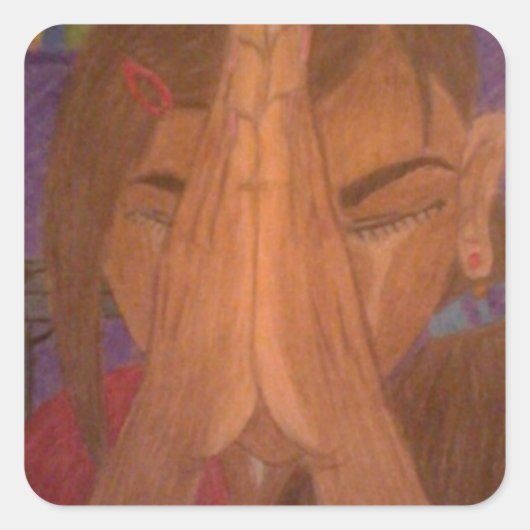 gebed vierkante sticker (Voorkant)