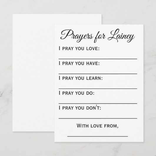 Gebed voor Baby Briefkaart (Voorkant / Achterkant)