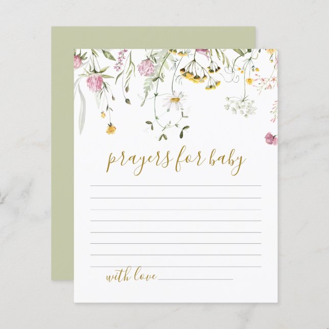Gebed voor Baby shower Wildflowers (Voorkant / Achterkant)