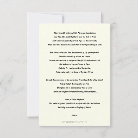 Gebed voor de Hoge Pontifex Paus Leo XIV | Heilig (Achterkant)