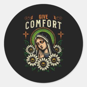 Gebed voor de Maagd Maria Geeft Troost Christenen Ronde Sticker