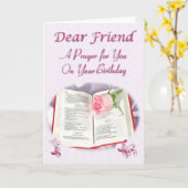 Gebed voor een vriend op zijn verjaardag kaart (Gele Bloem)