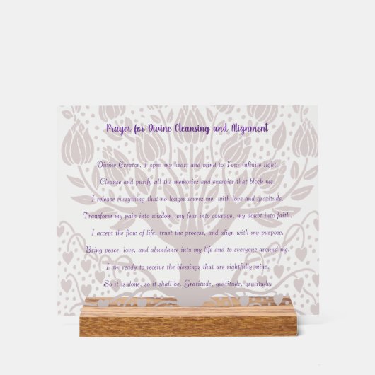 Gebed voor goddelijke reiniging en uitlijning acryl bord (Voorkant)