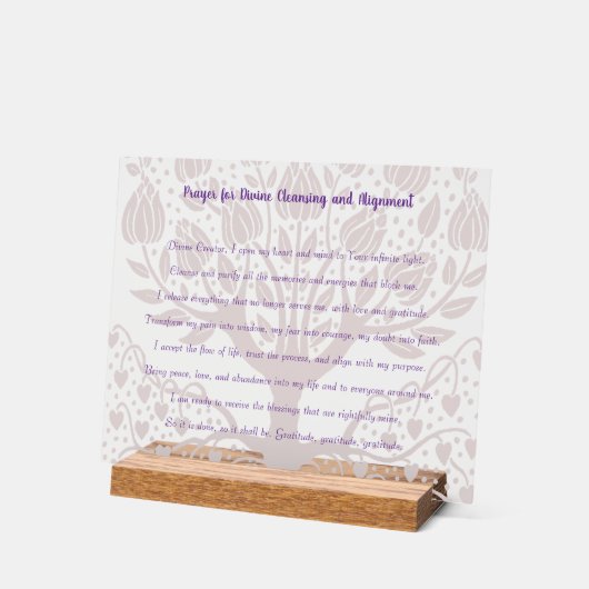 Gebed voor goddelijke reiniging en uitlijning acryl bord (Hoek)