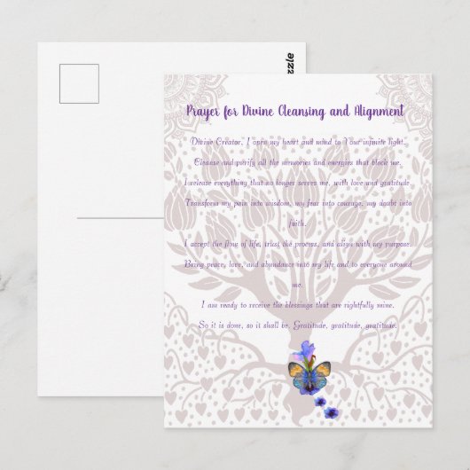 Gebed voor goddelijke reiniging en uitlijning briefkaart (Voorkant / Achterkant)