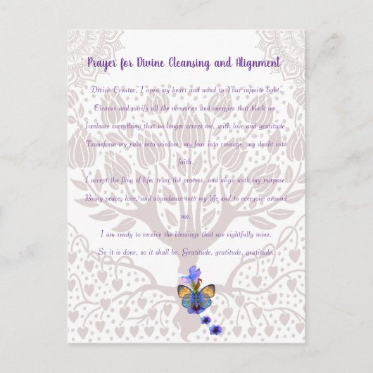 Gebed voor goddelijke reiniging en uitlijning briefkaart (Voorkant)