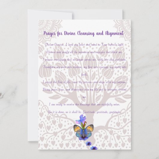 Gebed voor goddelijke reiniging en uitlijning kaart (Voorkant)