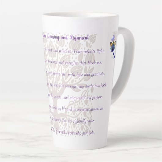 Gebed voor goddelijke reiniging en uitlijning latte mok (Rechterhoek)