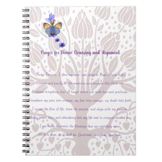 Gebed voor goddelijke reiniging en uitlijning notitieboek (Voorkant)