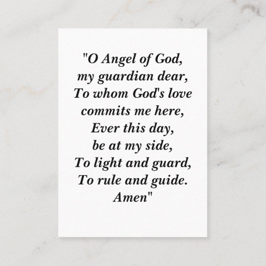 gebed voor Guardian Angel Visitekaartje (Achterkant)