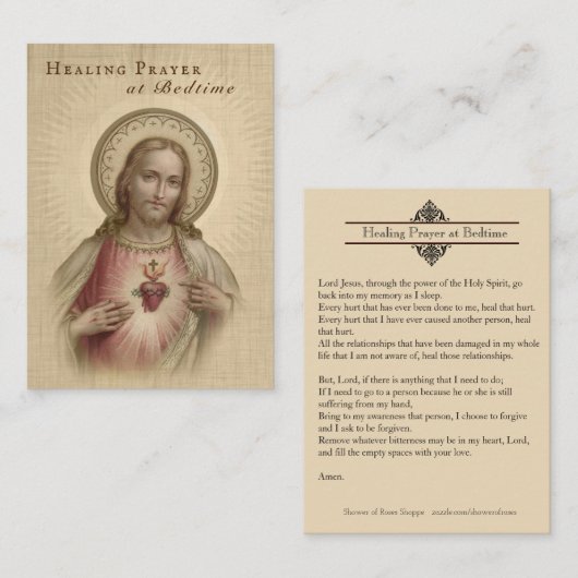 Gebed voor het helen van de slaaptijd heilige hart visitekaartje (Voorkant / Achterkant)
