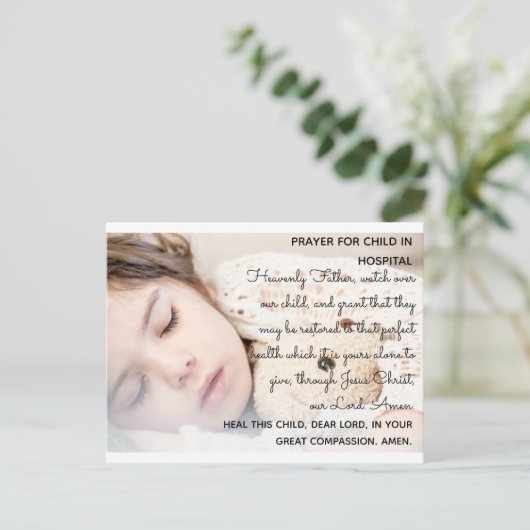 Gebed voor kinderen in het ziekenhuis - Briefkaart (Staand voorkant)