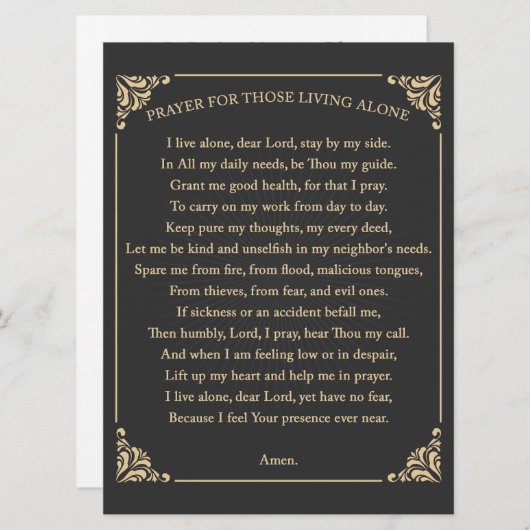 Gebed voor mensen die alleen wonen kaart (Voorkant / Achterkant)