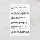 Gebed voor mensen die alleen wonen visitekaartje (Achterkant)