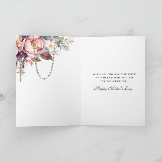 Gebed voor Moederdag met religieuze bloemen Kaart (Binnen)