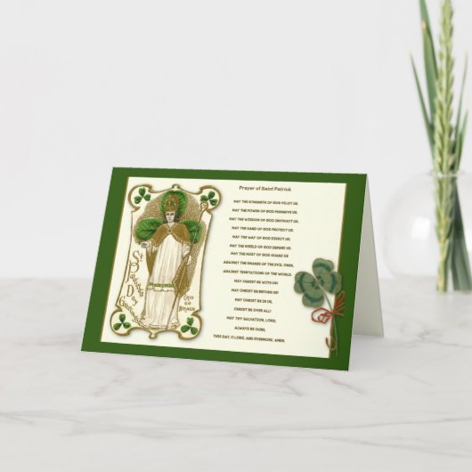 Gebed voor St. Patrick's Day Religieuze Shamrocks Kaart (Voorkant)