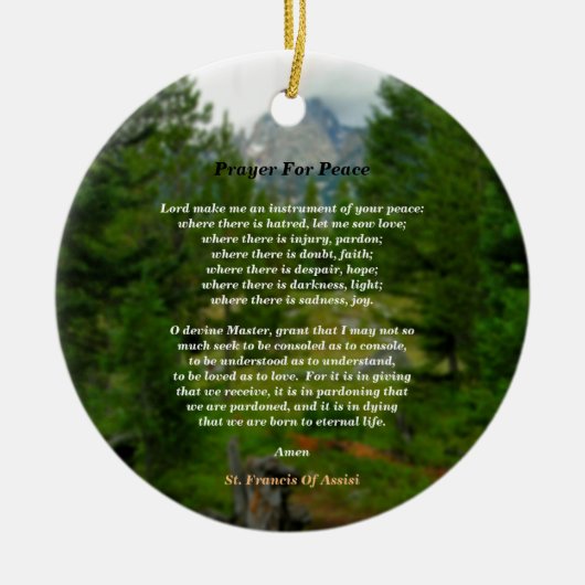 gebed voor vrede keramisch ornament (Voorkant)