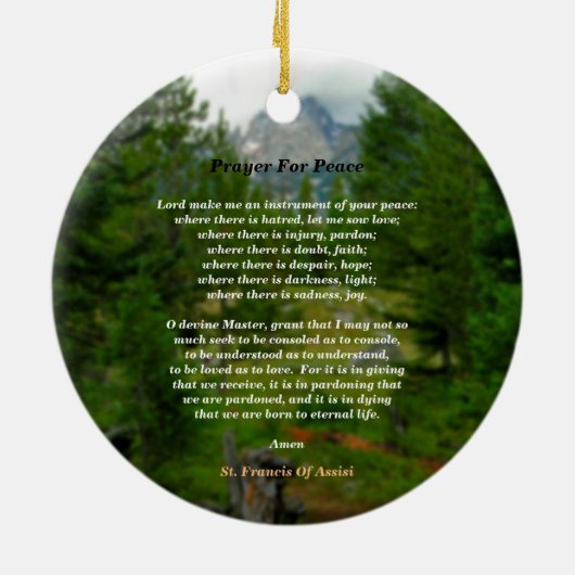 gebed voor vrede keramisch ornament (Achterkant)