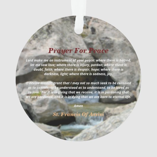 gebed voor vrede ornament (achterkant)