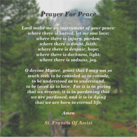 gebed voor vrede sticker (Voorkant)