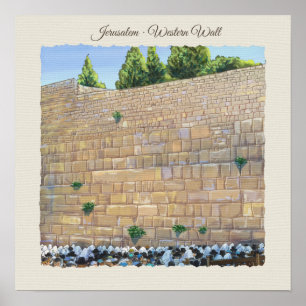 Gebed Westelijke Muur Jeruzalem Oude Stad Israël K Poster