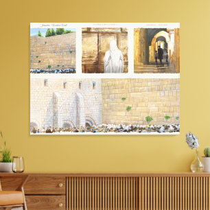 "Gebed" Westelijke Muur KOTEL Jeruzalem Oude Stad Canvas Afdruk