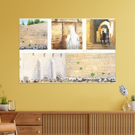 "Gebed" Westerne Muur KOTEL Jeruzalem Oude Stad Canvas Afdruk (Insitu (Woonkamer))