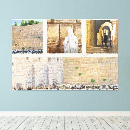 "Gebed" Westerne Muur KOTEL Jeruzalem Oude Stad Canvas Afdruk (Insitu (Houten vloer))