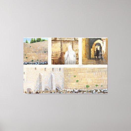 "Gebed" Westerne Muur KOTEL Jeruzalem Oude Stad Canvas Afdruk (Voorkant)