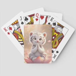 Gebed: Witte tijgerwelp op Lotus Pokerkaarten