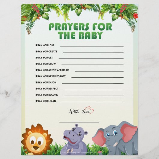 gebeden voor de Baby [diersoort] letterhead Briefhoofd (Voorkant)