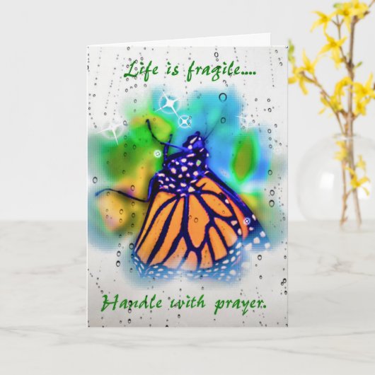 Gebedsaanmoediging Monarch Butterfly Kaart (Gele Bloem)