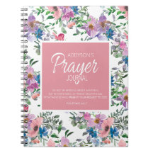 Gebedsdagboek Roze Paars Blauw Bloemmotief Wit