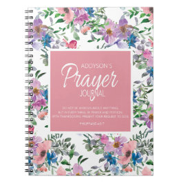 Gebedsdagboek Roze Paars Blauw Bloemmotief Wit Notitieboek