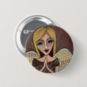 Gebedsengel - knop ronde button 5,7 cm (Voorkant /achterkant)