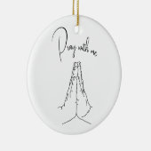 Gebedshanden, bid met mij keramisch ornament (Rechts)