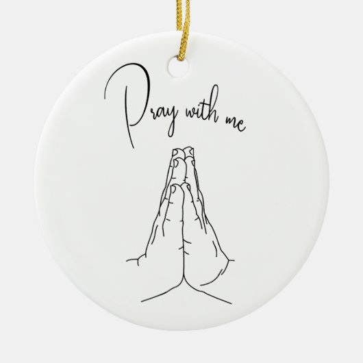 Gebedshanden, bid met mij keramisch ornament (Voorkant)