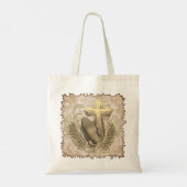 Gebedshanden kruisen Christelijke canvas tas (Achterkant)