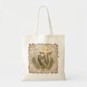 Gebedshanden kruisen Christelijke canvas tas (Voorkant)